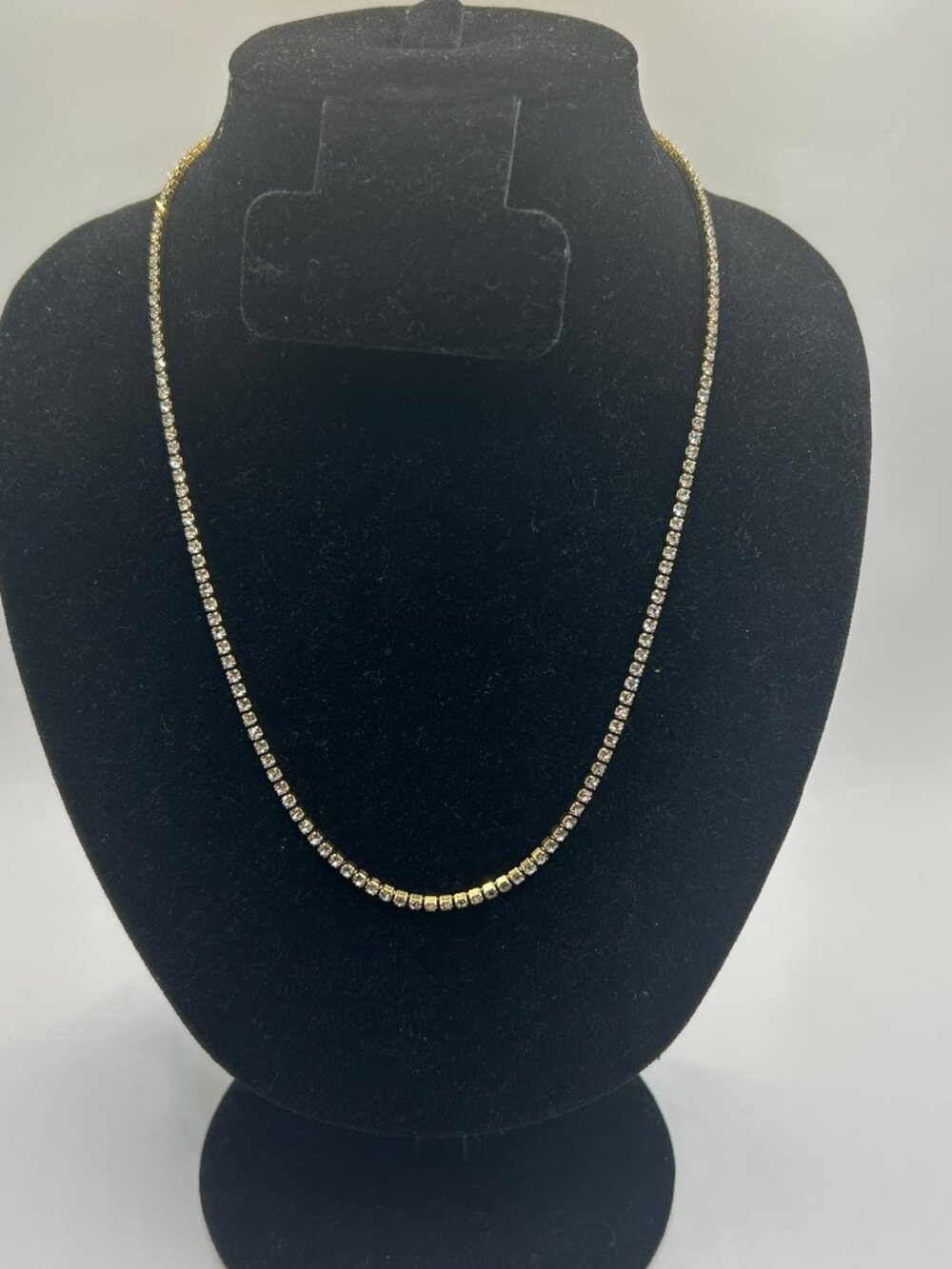 2mm Moissanite Gold Tennis Chain 16-18in Adjustable Womens Dainty No Pass Drip